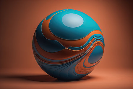 Abstract an easter egg with blue and orange patterns. generative aiの素材