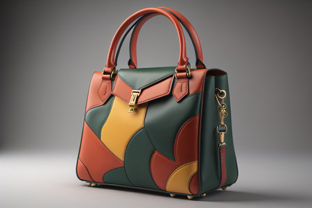 Women's leather bag on a gray background. generative aiの素材