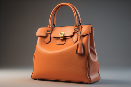 Luxury leather bag on a gray background. generative aiの素材