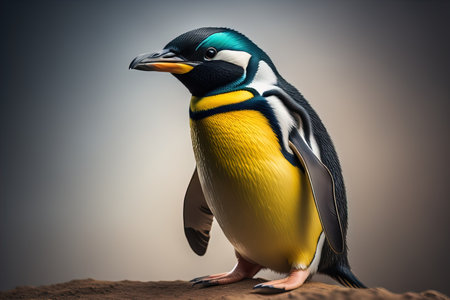 King penguin standing on the sand. generative aiの素材