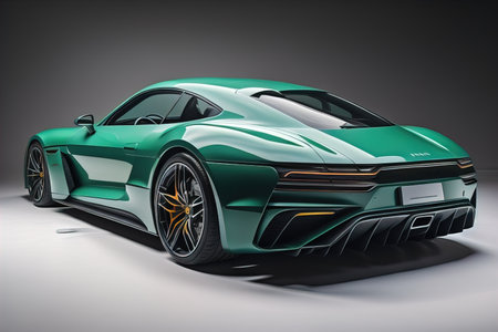 Turquoise sports car coupe on a gray background. generative aiの素材
