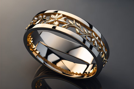 Wedding ring on a dark background. generative aiの素材