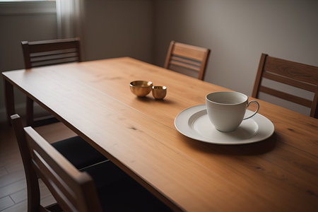 A cup of coffee on a wooden table. generative aiの素材