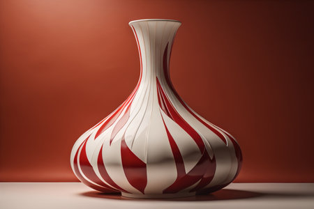 Empty ceramic vase on red background. generative aiの素材
