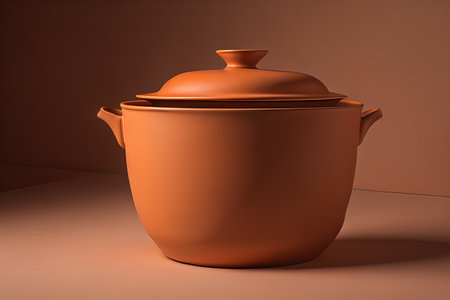 Clay pot on a brown background. generative aiの素材