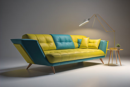 interior with sofa and lamp. generative aiの素材