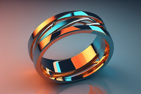 Wedding ring on a blue background. generative aiの素材