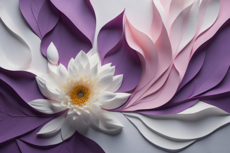 Abstract flower made of paper on white background. generative aiの素材