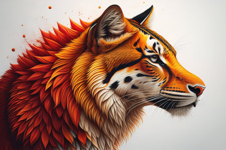 Tiger head with colorful background. ai generativeの素材