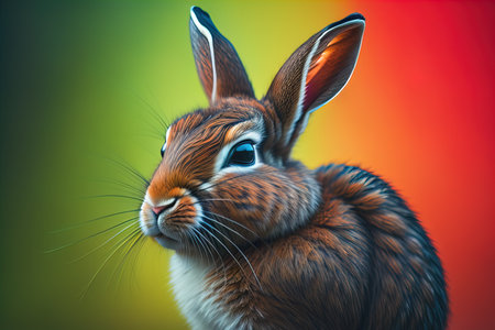 Easter bunny on a solid color background. ai generativeの素材