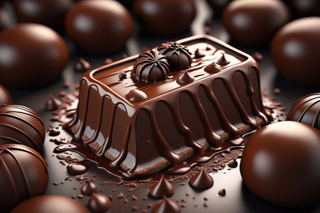 Chocolate truffles on a dark background. ai generativeの素材
