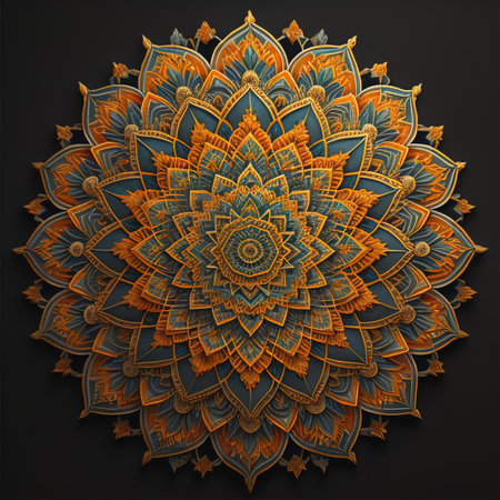 Mandala pattern. Vintage decorative elements. Hand drawn oriental background. ai generativeの素材