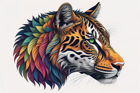Tiger head with colorful background. ai generativeの素材