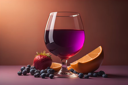 Glass of red wine on black background. ai generativeの素材