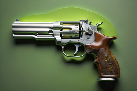 Semi-automatic handgun on a solid color background. Close-up. ai generativeの素材