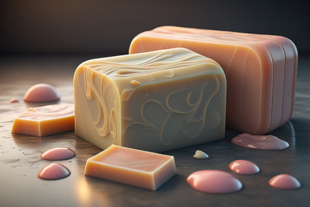Soap bars on a colored background. ai generativeの素材