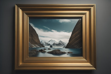 Glass picture frame on a solid color background. ai generativeの素材