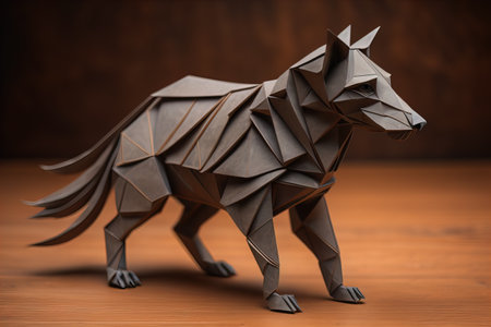 Paper origami animal isolated on solid color background. ai generativeの素材