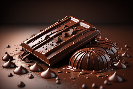 Chocolate truffles on a dark background. ai generativeの素材
