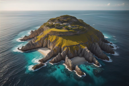 Tropical beach with palm trees and white sand. ai generativeの素材