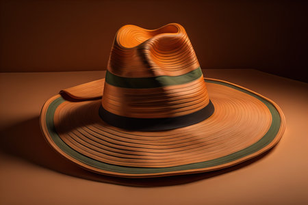 Fashionable hat on a solid color background. ai generativeの素材