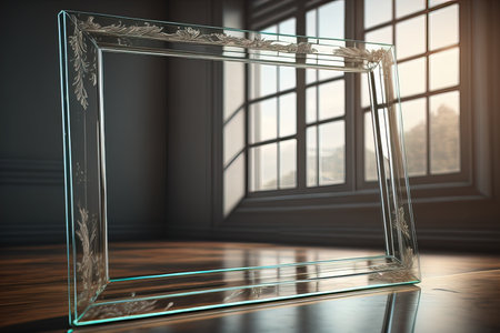 Glass picture frame on a solid color background. ai generativeの素材