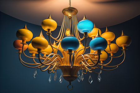 Luxury chandelier isolated on dark background. ai generativeの素材