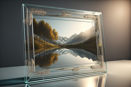 Glass picture frame on a solid color background. ai generativeの素材