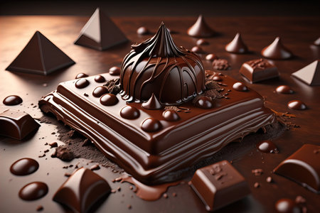 Chocolate truffles on a dark background. ai generativeの素材
