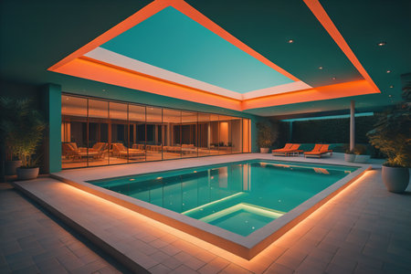 Swimming pool in a modern villa, ai generativeの素材