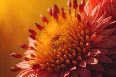 Beautiful yellow dahlia flower on dark background, closeup. ai generativeの素材