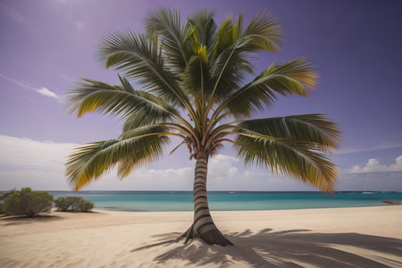 Palm tree on the beach. Summer vacation concept. ai generativeの素材