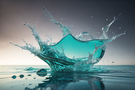 a colorful water splash on a gradient background. ai generativeの素材