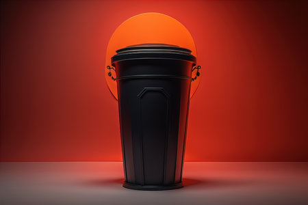 Garbage can on a colorful wall background, vintage color tone style. ai generativeの素材