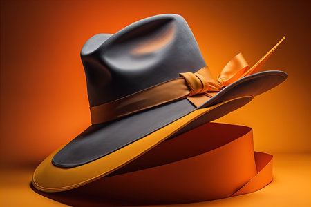 Fashionable hat on a solid color background. ai generativeの素材