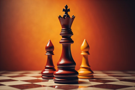 Different chess piece on a solid color background. ai generativeの素材