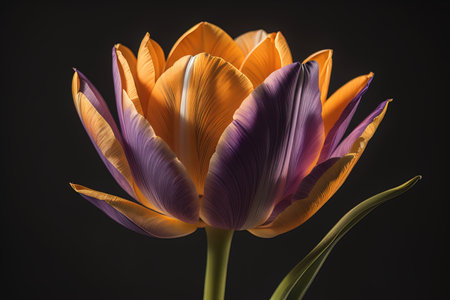 Bouquet of colorful flower on a solid color background, close up. ai generativeの素材