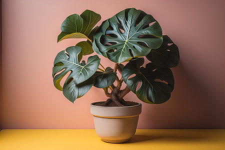 Flowers in a pot on a solid color background. ai generativeの素材