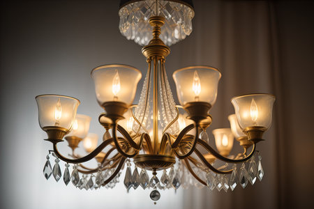 Luxury chandelier isolated on dark background. ai generativeの素材