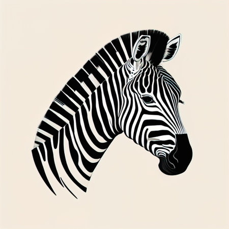 Zebra head isolated on white background. Hand drawn vector illustration. ai generativeの素材