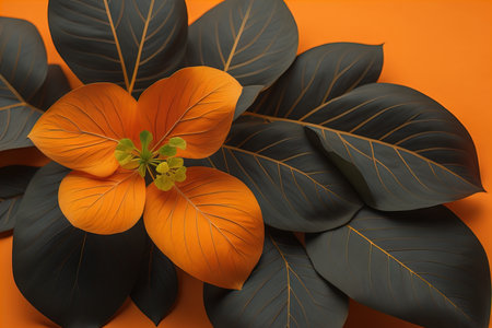 Tropical leaves of monstera on a solid color background. ai generativeの素材