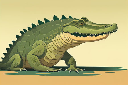Crocodile on orange background. Vector illustration in retro style. ai generativeの素材
