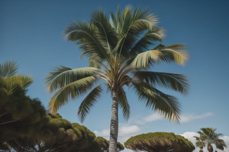 Palm tree on the beach. Summer vacation concept. ai generativeの素材