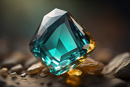 Brilliant multicolored sapphire on a surface. ai generativeの素材