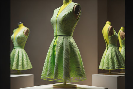 Women's dress on a mannequin in a fashion store. ai generativeの素材