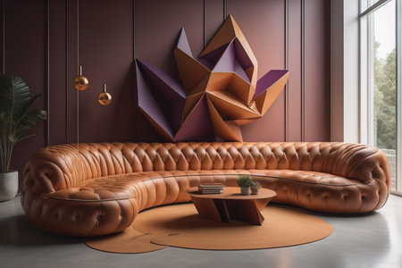 A creative, colourful, and stylish sofa in the interior, AI generatedの素材