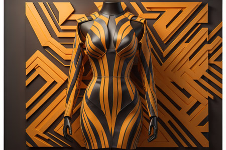 Women's dress on a mannequin in a fashion store. ai generativeの素材