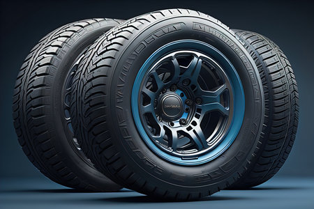 Car tires on a solid color background. ai generativeの素材