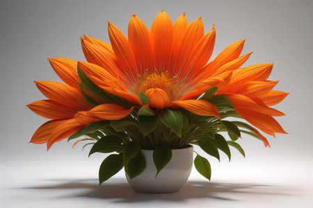 Flowers in a pot on a solid color background. ai generativeの素材