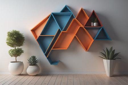 Bookshelf in scandinavian interior. ai generativeの素材